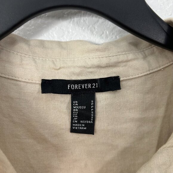 Forever 21 Linen Blend Button Up Shirt Relaxed Fit Resort Collection Beach - Picture 7 of 8